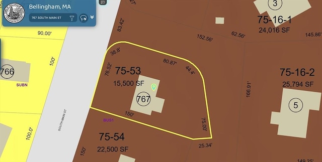 767 S Main St, Bellingham, MA 02019 - parcel map