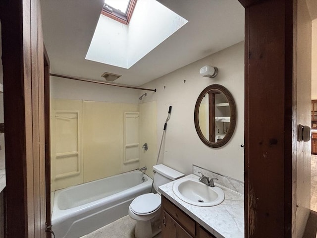 15 Reid Ave, Yarmouth, MA 02673 - full bath featuring a skylight, toilet, vanity, and  shower combination