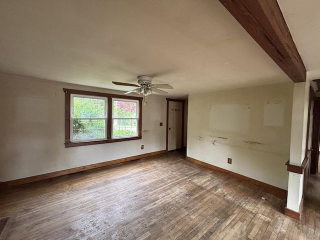15 Reid Ave, Yarmouth, MA 02673 - spare room with ceiling fan, wood-type flooring, and baseboards