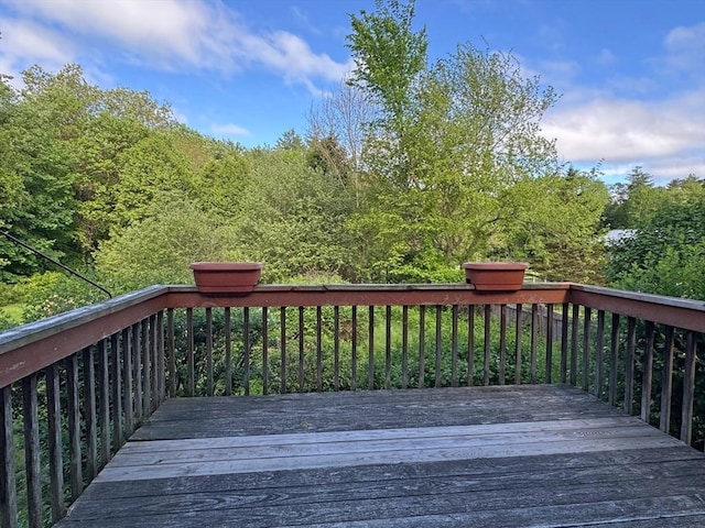 486 Turners Falls Rd, Montague, MA 01351 - wooden deck featuring a forest view