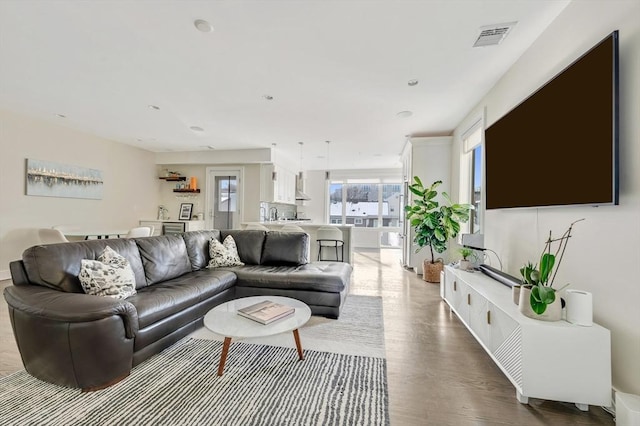 living room featuring hardwood / wood-style floors