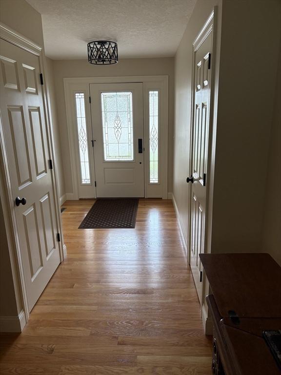 43 Caddyshack Dr, Chicopee, MA 01020 - foyer with light wood finished floors and a textured ceiling