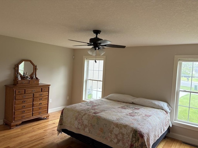 43 Caddyshack Dr, Chicopee, MA 01020 - bedroom with light wood-type flooring, a textured ceiling, and ceiling fan
