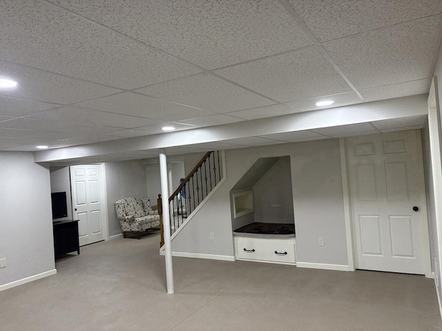 43 Caddyshack Dr, Chicopee, MA 01020 - finished basement featuring a drop ceiling, recessed lighting, carpet, and stairway