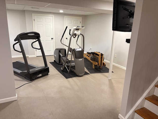 43 Caddyshack Dr, Chicopee, MA 01020 - workout room featuring baseboards and a drop ceiling