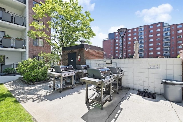 view of patio with a grill