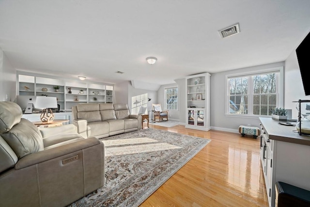 living room featuring light hardwood / wood-style floors