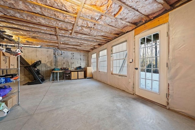 interior space featuring concrete floors