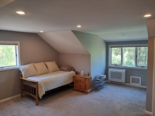 3901 Woodbridge Rd Unit 3901, Peabody, MA 01960 - bedroom with vaulted ceiling, multiple windows, carpet, recessed lighting, and baseboards