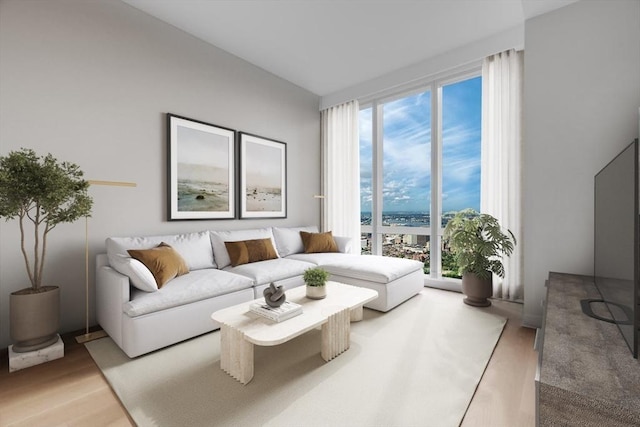 living room with hardwood / wood-style floors