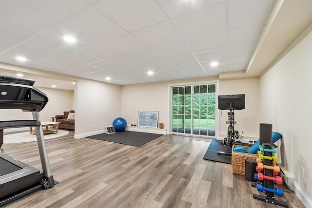 10 Londonderry Ln, Georgetown, MA 01833 - workout area with wood finished floors and a drop ceiling