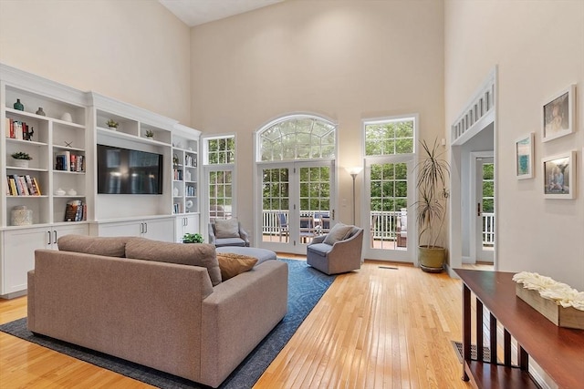 10 Londonderry Ln, Georgetown, MA 01833 - living area featuring a high ceiling and hardwood / wood-style floors