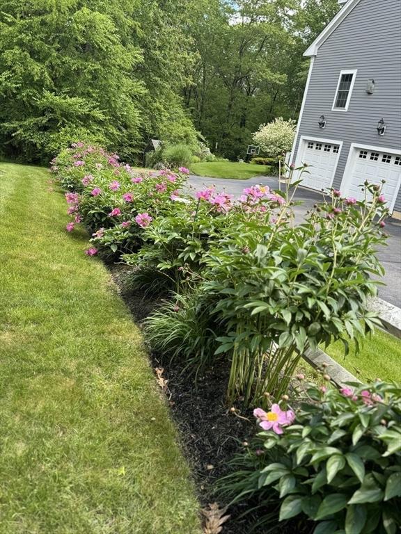 10 Londonderry Ln, Georgetown, MA 01833 - view of green lawn featuring driveway and an attached garage