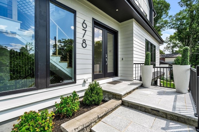 property entrance with french doors