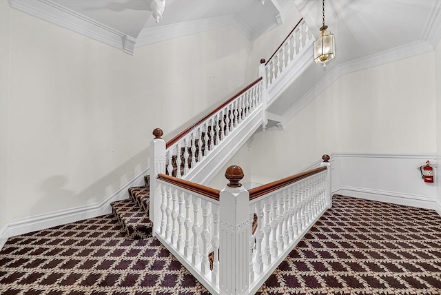 318 Commonwealth Ave Unit 3, Boston, MA 02115 - stairway featuring carpet flooring and ornamental molding