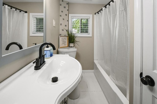369 Vernon St, Wakefield, MA 01880 - full bathroom with shower / tub combo and tile patterned floors
