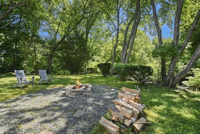 369 Vernon St, Wakefield, MA 01880 - view of yard featuring a fire pit