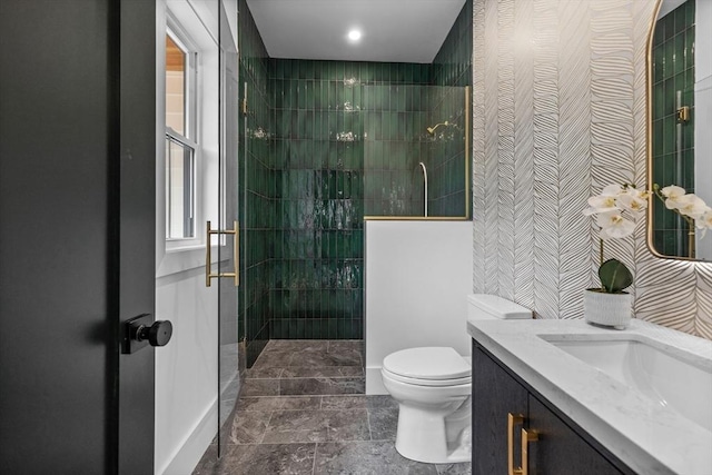1 Maud Graham Cir, Burlington, MA 01803 - full bathroom featuring vanity, a tile shower, and recessed lighting
