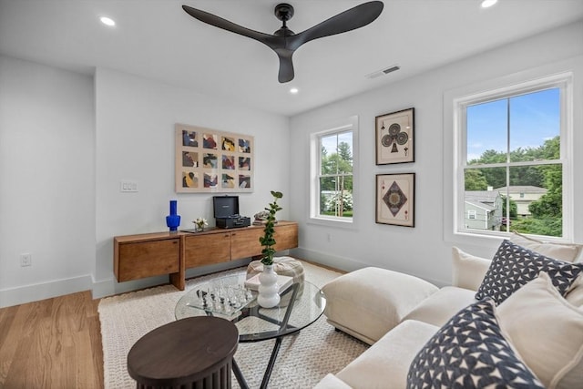 1 Maud Graham Cir, Burlington, MA 01803 - living room with ceiling fan, recessed lighting, a desk, and light wood finished floors