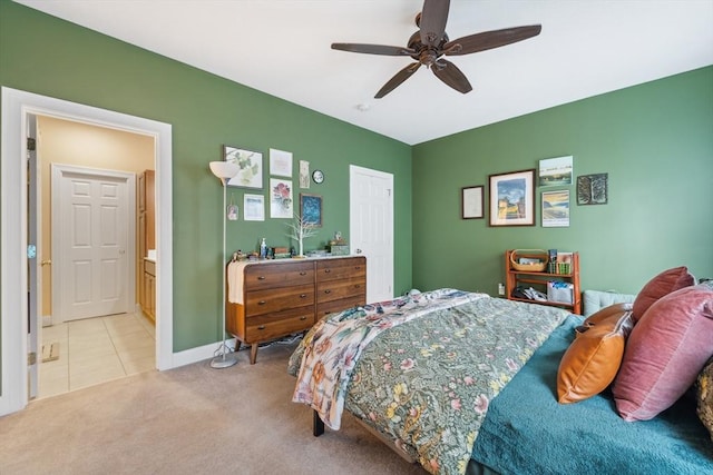 49 Camden St Unit 49, South Hadley, MA 01075 - bedroom featuring carpet floors, baseboards, ceiling fan, and tile patterned floors