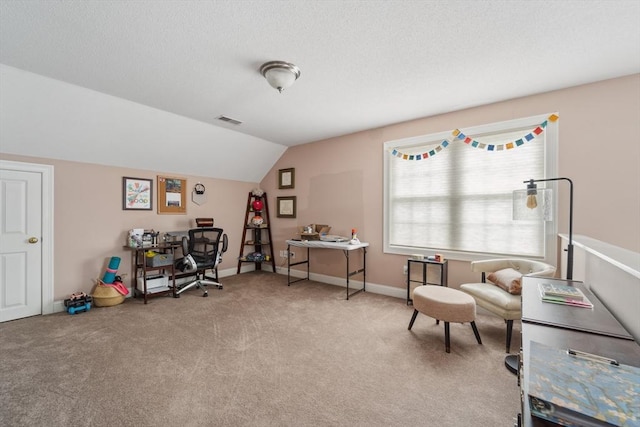 49 Camden St Unit 49, South Hadley, MA 01075 - office area featuring carpet floors, vaulted ceiling, and baseboards