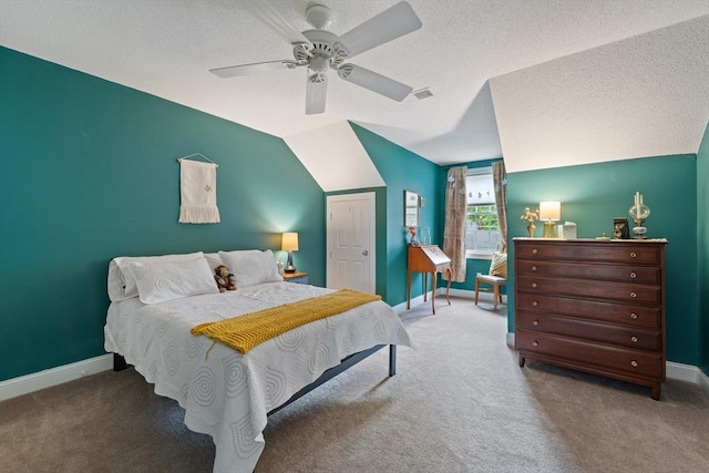 49 Camden St Unit 49, South Hadley, MA 01075 - carpeted bedroom featuring baseboards, lofted ceiling, a textured ceiling, ceiling fan, and a closet