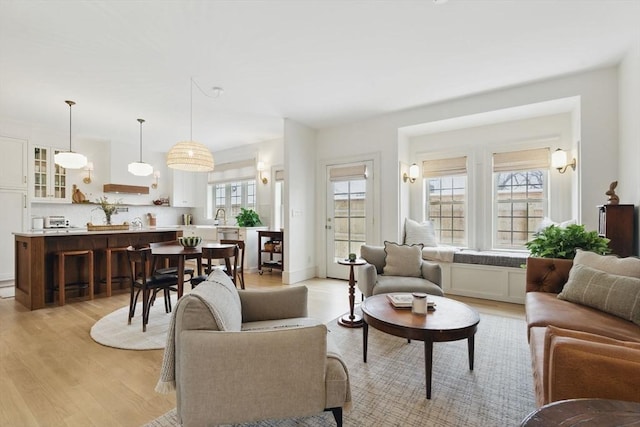 living room with light wood-style floors