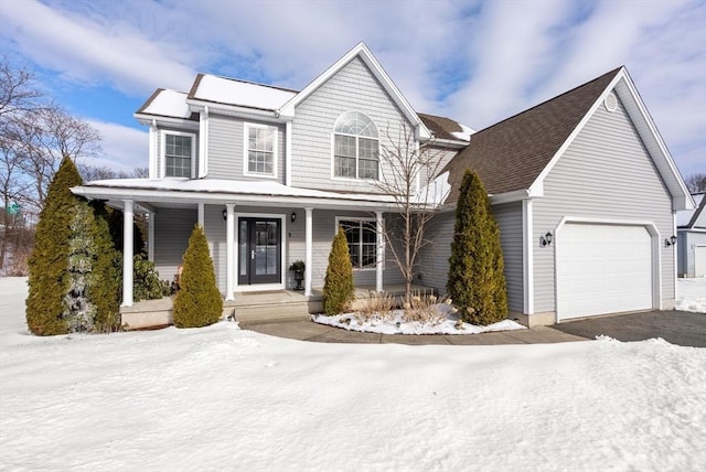 view of front of home featuring driveway and a porch