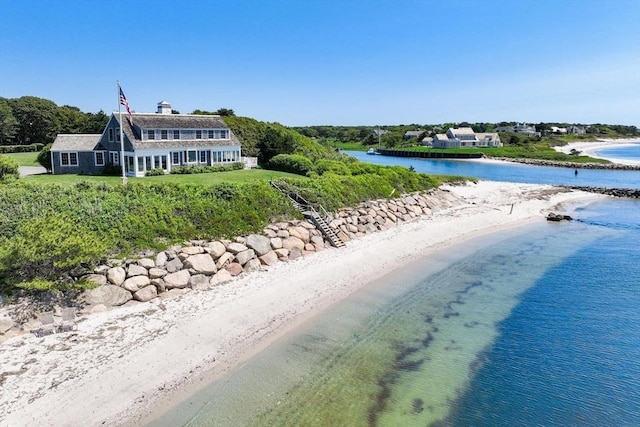 exterior space with a beach view