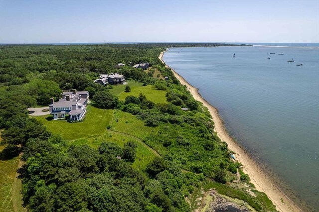 25 Lelands Path, Edgartown, MA 02539 - drone / aerial view of a large body of water and a forest
