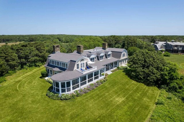 25 Lelands Path, Edgartown, MA 02539 - aerial view of property and surrounding area with a heavily wooded area