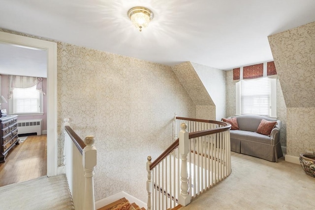 interior space with radiator and carpet flooring