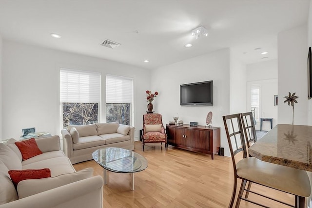 living room featuring light hardwood / wood-style floors