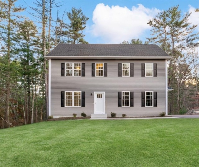 colonial house with a front lawn