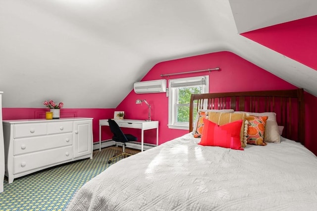 15 University Rd, Arlington, MA 02474 - carpeted bedroom with a wall mounted AC and lofted ceiling