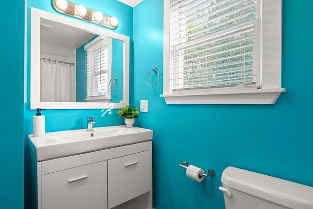 15 University Rd, Arlington, MA 02474 - bathroom with toilet, vanity, and plenty of natural light