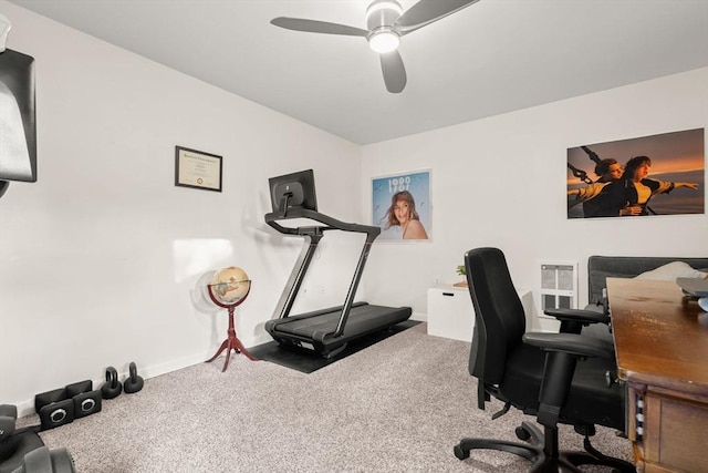 15 University Rd, Arlington, MA 02474 - home office with ceiling fan, carpet, and baseboards