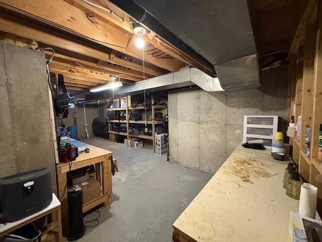 unfinished basement with heating fuel