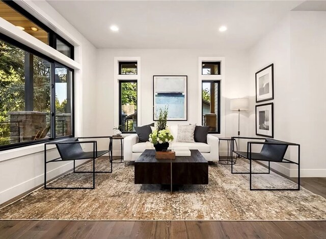 interior space with hardwood / wood-style flooring