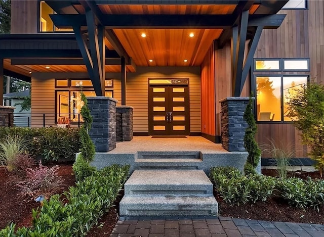 entrance to property featuring french doors