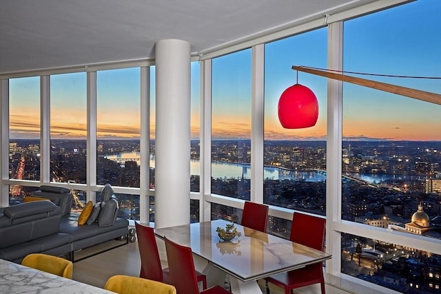 sunroom with a view of city