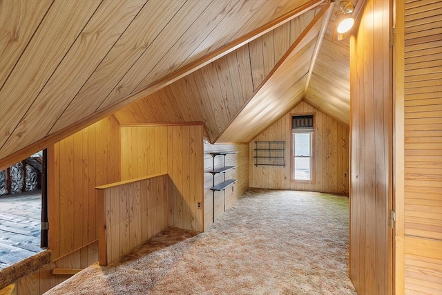 20 Walden St, Lowell, MA 01851 - bonus room with vaulted ceiling, wooden walls, and carpet flooring