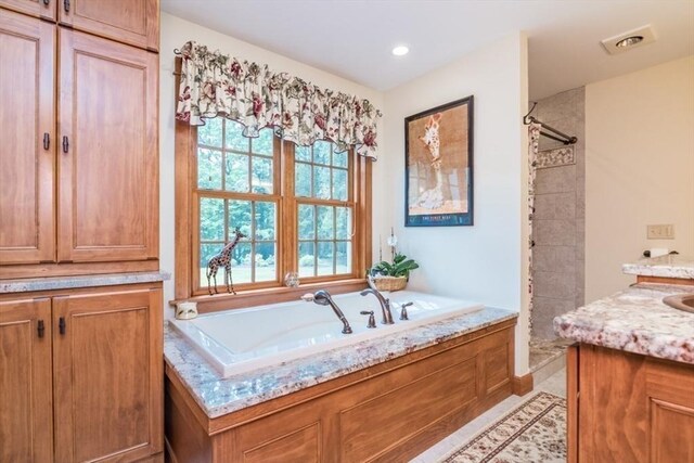 137 French King Hwy, Gill, MA 01354 - bathroom featuring a bath, vanity, and a shower