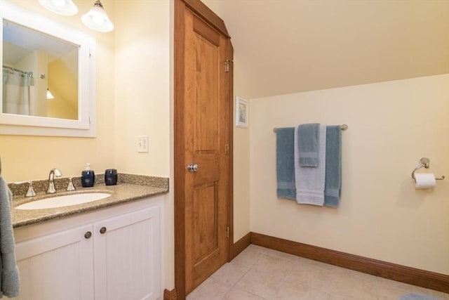 137 French King Hwy, Gill, MA 01354 - full bath with vanity, baseboards, and tile patterned flooring
