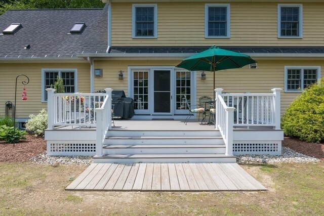 137 French King Hwy, Gill, MA 01354 - rear view of property featuring a deck and a shingled roof