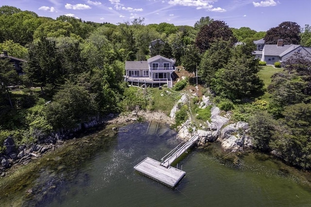 7 Cove Way, Gloucester, MA 01930 - aerial view of property and surrounding area with a large body of water and a heavily wooded area