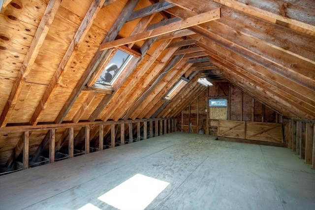 view of unfinished attic