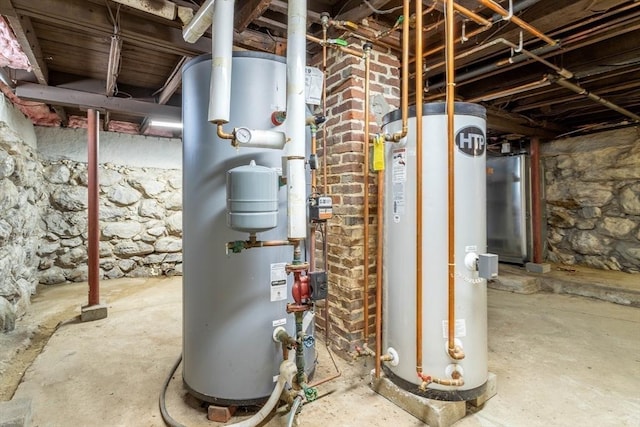 utility room with gas water heater