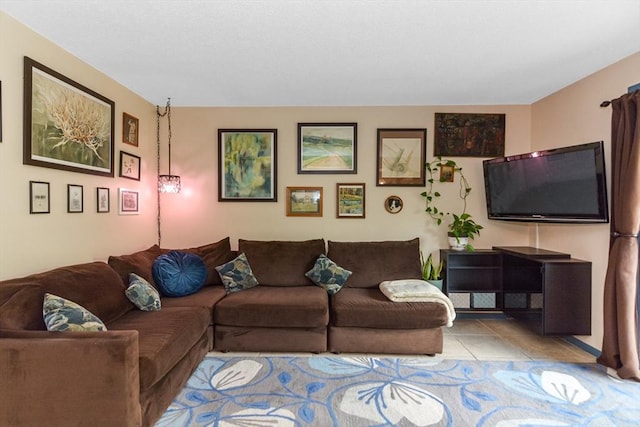 view of tiled living room