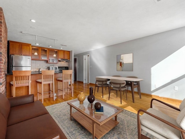 living room with light hardwood / wood-style floors